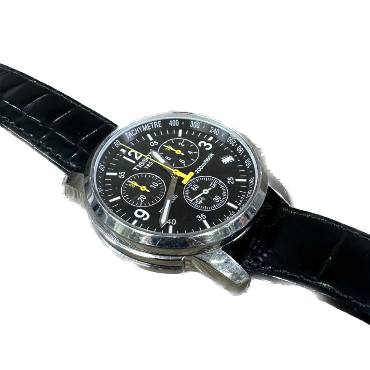 Tissot PRC 200 Chronograph White Dial Silver Steel Strap Watch For Men - T055.417.11.017.00