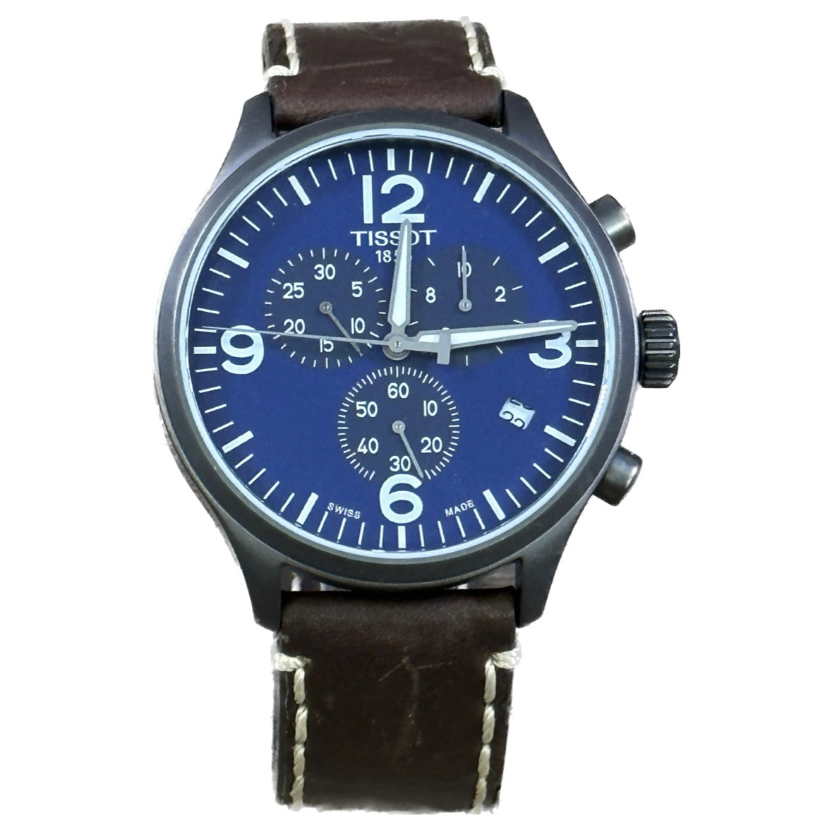 Dai-1さん専用TISSOT クロノグラフ 文字盤ブルーブラウンレザー Tissot Chrono XL - Blue Dial - Brown Leather Band