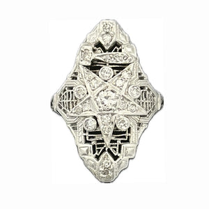 Order of the Eastern Star Filigree Diamond Ring - Chicago Pawners & Jewelers