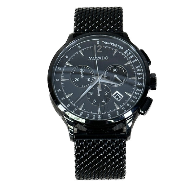 Movado Men's Circa Chronograph Black Case, Black Mesh Band - Chicago Pawners & Jewelers