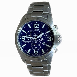 Citizen Eco-Drive Exclusive Chronograph AT0870-53L - SS Blue Dial - Chicago Pawners & Jewelers