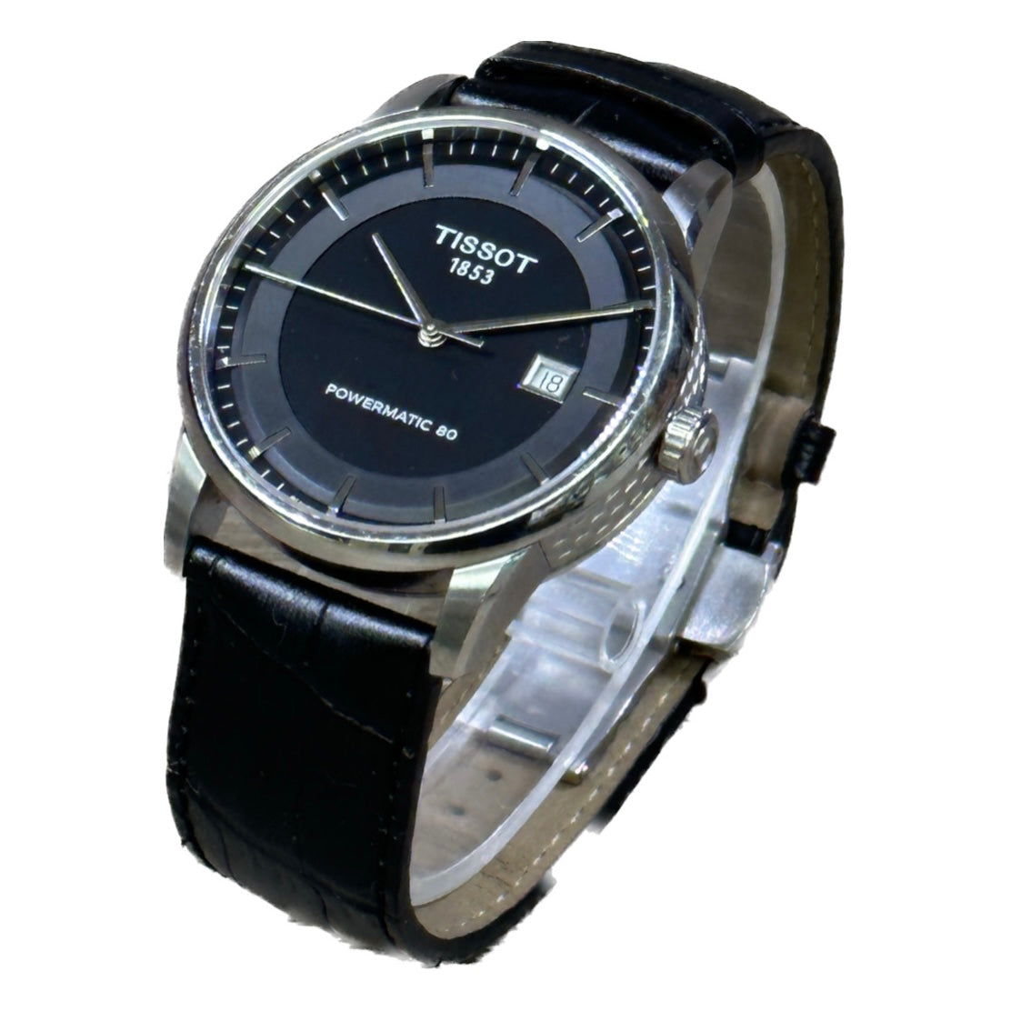 TISSOT POWERMATIC 80 腕時計 ブラック Tissot Luxury Powermatic 80 - Black Leather Band