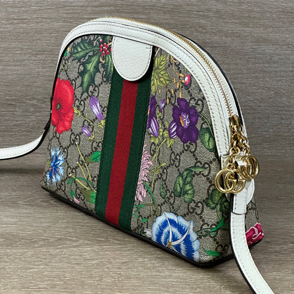 Gucci Ophidia Dome Shoulder Bag Flora GG Coated Canvas Small - Chicago Pawners & Jewelers