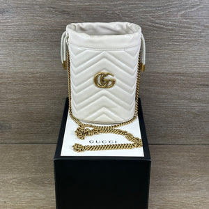 Gucci GG Marmont Mini Bucket Bag - White - Chicago Pawners & Jewelers