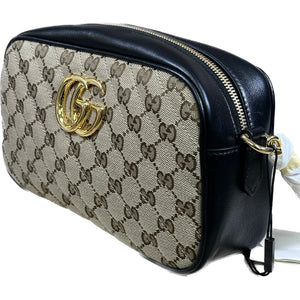 Gucci Canvas GG Marmont Crossbody Shoulder Bag - Black - Chicago Pawners & Jewelers