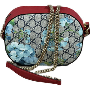 Gucci Chain Crossbody Bag Blooms Print GG Coated Canvas Mini Print, Red - Chicago Pawners & Jewelers