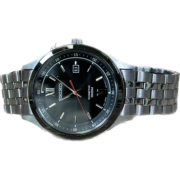 Seiko SKA659 Kinetic Black Dial Stainless Steel Mens Watch - Chicago Pawners & Jewelers