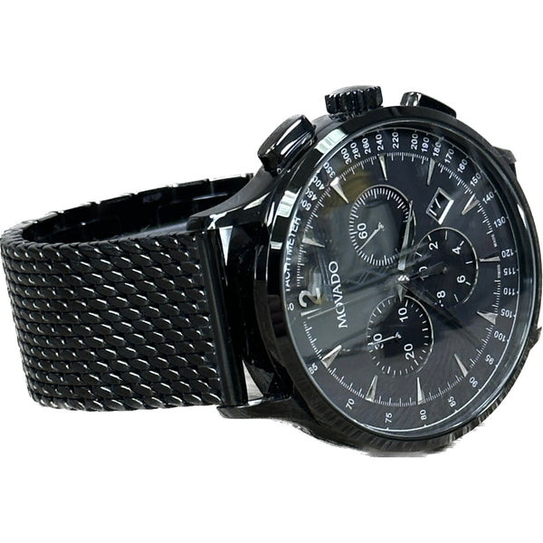 Movado Men's Circa Chronograph Black Case, Black Mesh Band - Chicago Pawners & Jewelers
