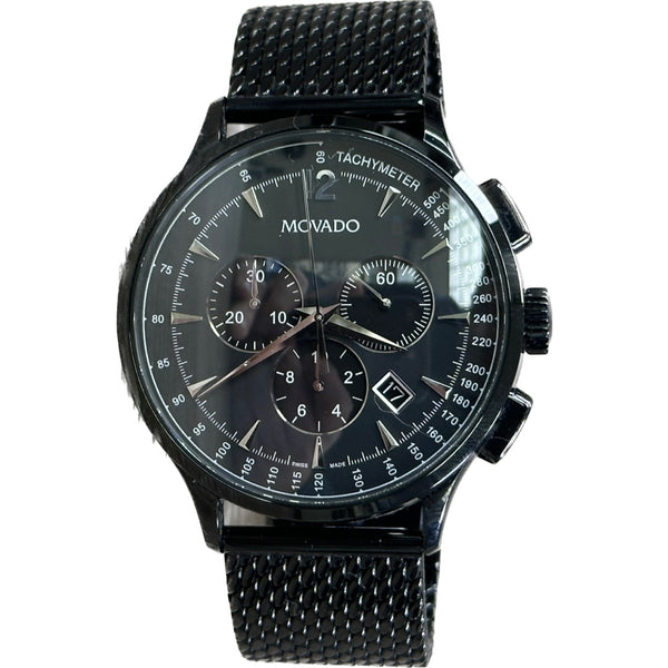 Movado Men's Circa Chronograph Black Case, Black Mesh Band - Chicago Pawners & Jewelers