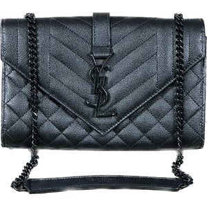 Saint Laurent Envelope Small In Quilted Grain De Poudre Embossed Leather - Chicago Pawners & Jewelers