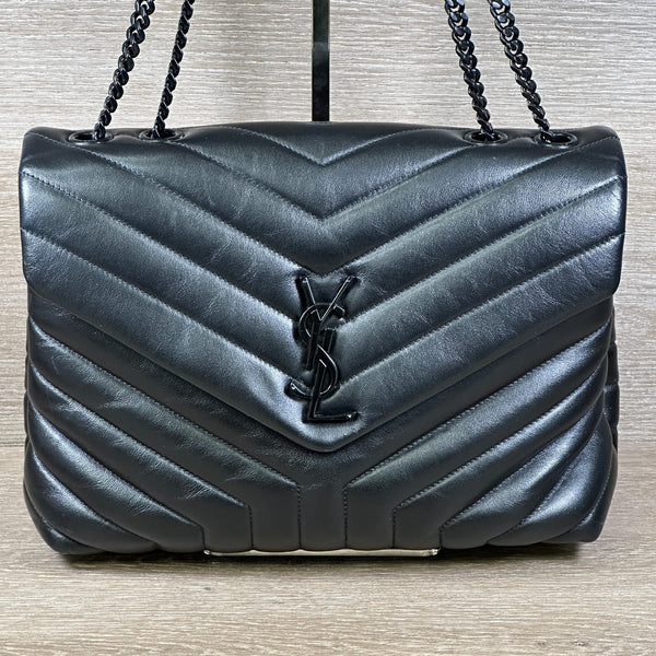 Saint Laurent LouLou Medium in Quilted Leather - Black - Chicago Pawners & Jewelers