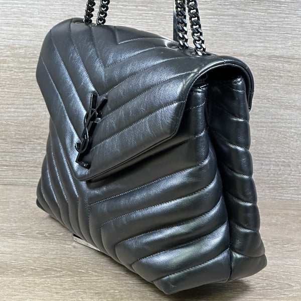 Saint Laurent LouLou Medium in Quilted Leather - Black - Chicago Pawners & Jewelers