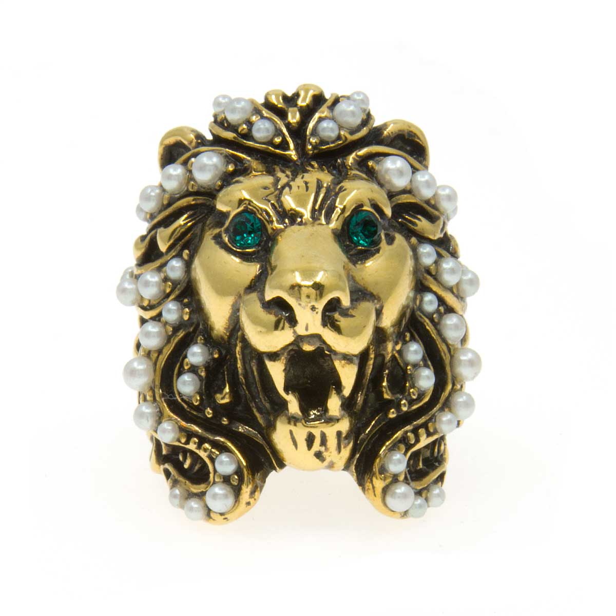 Gucci lion head ring with pearl Clearance