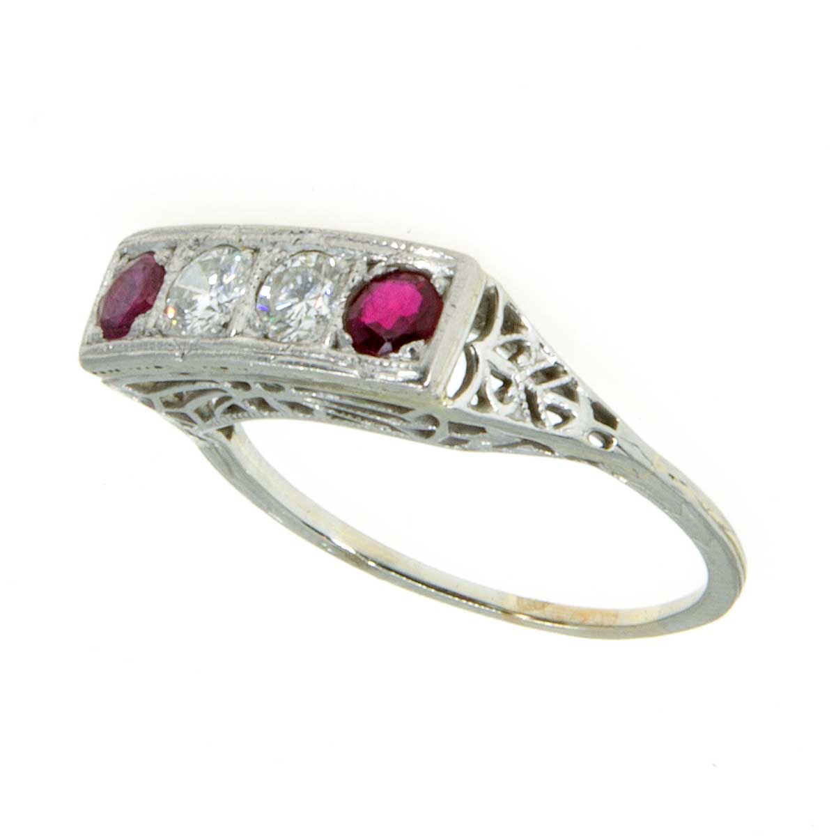 Rhodium Plated 1/4ct Black Diamond Filigree Band Ring – Size Selectable