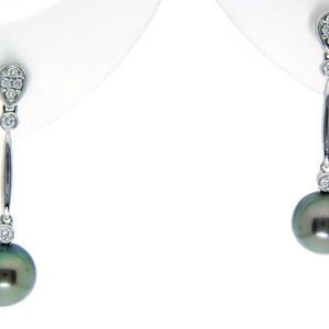 14k Black Pearl & Diamond Earrings - Chicago Pawners & Jewelers