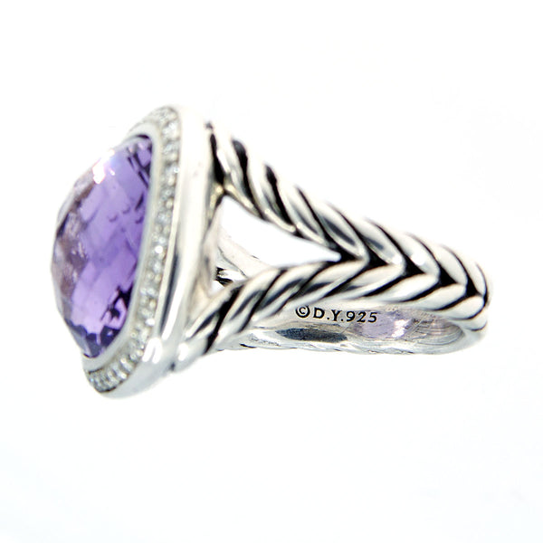 David Yurman Albion Amethyst & Diamond Ring 14mm - Chicago Pawners & Jewelers