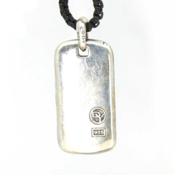 David Yurman Griffin Dog Tag Charm with Blackened Stainless Steel Chain - Chicago Pawners & Jewelers