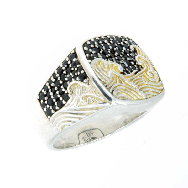 David Yurman Waves Signet Ring with Black Diamonds - Chicago Pawners & Jewelers
