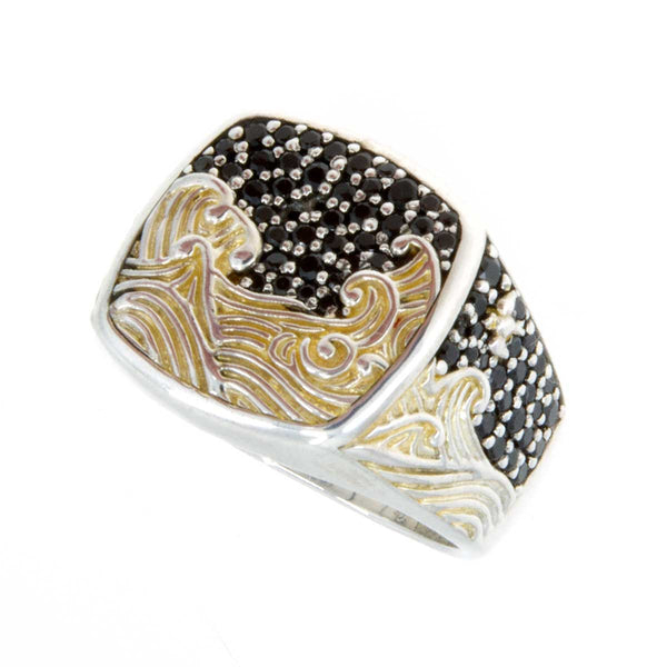 David Yurman Waves Signet Ring with Black Diamonds - Chicago Pawners & Jewelers