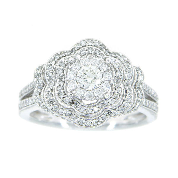 1.00ct Diamond Flower Halo Engagement Ring - Chicago Pawners & Jewelers