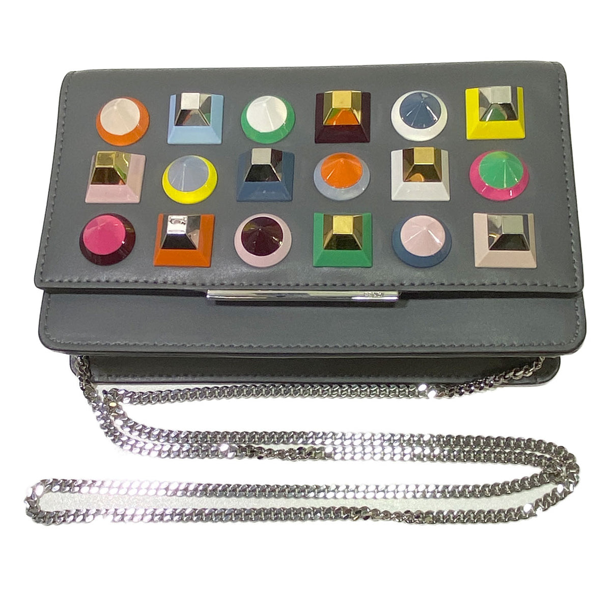 Fendi Rainbow Studded Wallet on Chain