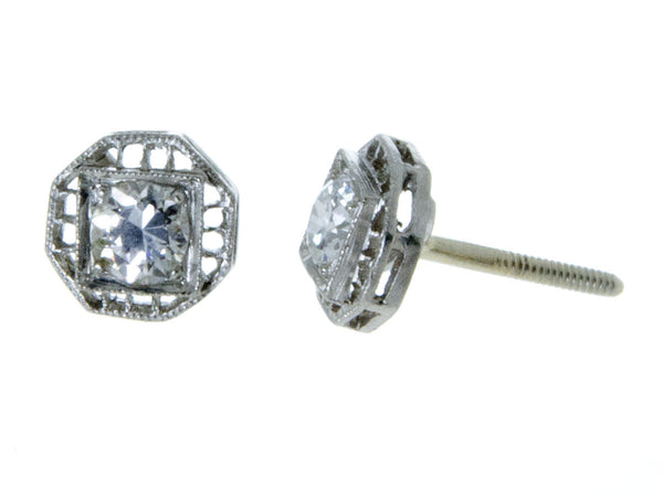 Vintage Filigree Diamond Stud Earrings - Chicago Pawners & Jewelers