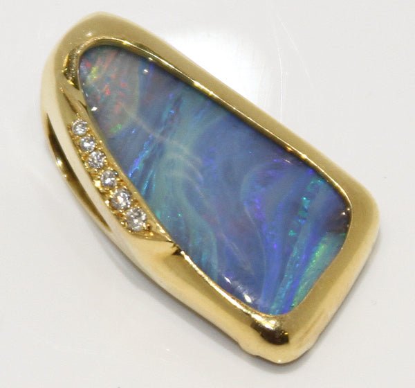 Estate 18K Opal & Diamond Slide Pendant - Chicago Pawners & Jewelers