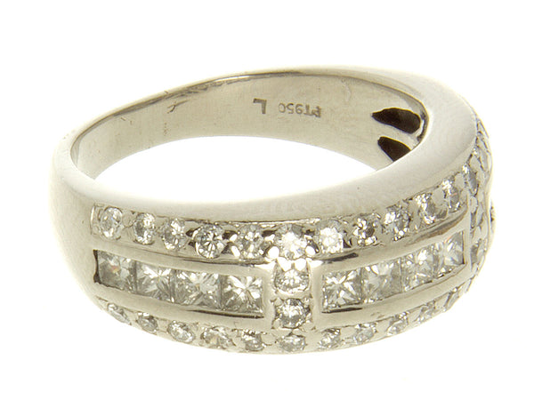 Platinum 1.00ct Princess & Round Diamond Band Ring - Chicago Pawners & Jewelers
