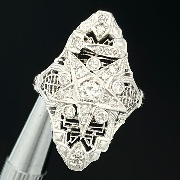 Order of the Eastern Star Filigree Diamond Ring