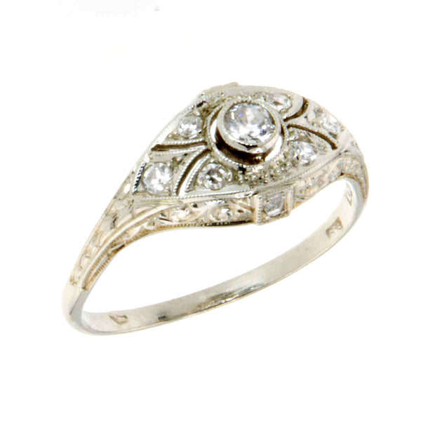 Art Deco Inspired Filigree Diamond Engagement Ring