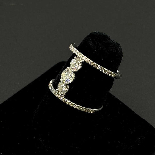 14k White Gold North South Dual Band Ring with 1.25ctw Diamonds