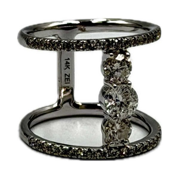 14k White Gold North South Dual Band Ring with 1.25ctw Diamonds