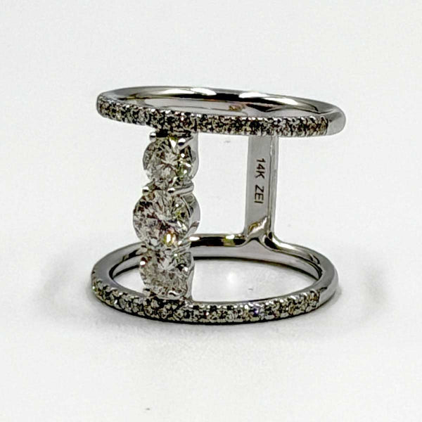 14k White Gold North South Dual Band Ring with 1.25ctw Diamonds