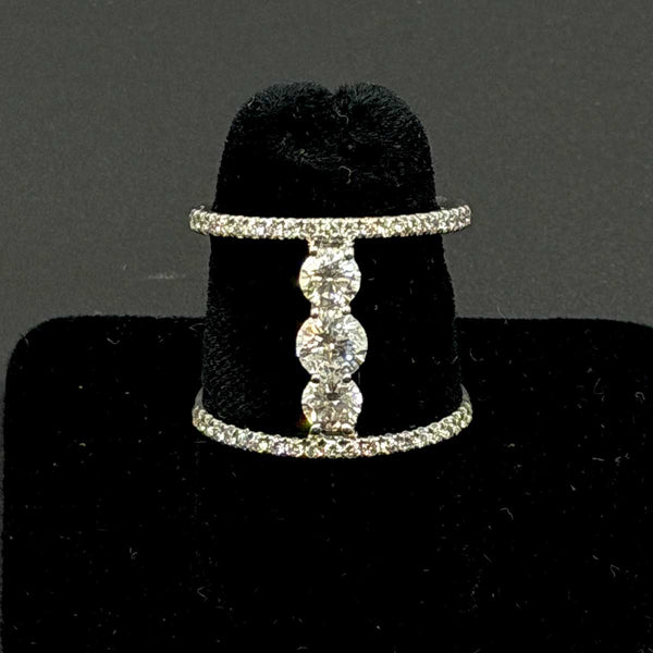 14k White Gold North South Dual Band Ring with 1.25ctw Diamonds