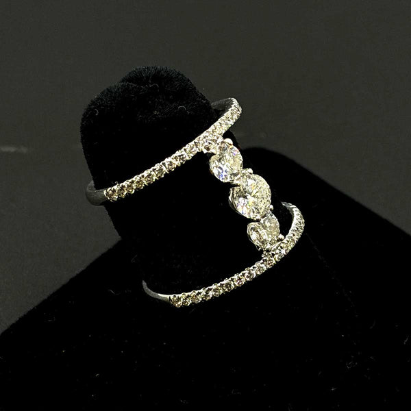 14k White Gold North South Dual Band Ring with 1.25ctw Diamonds