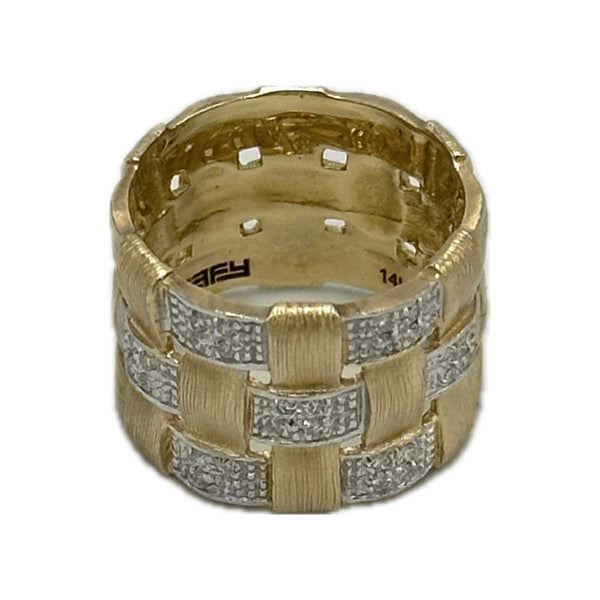 14k Yellow Gold Effy Basket Weave Diamond Ring