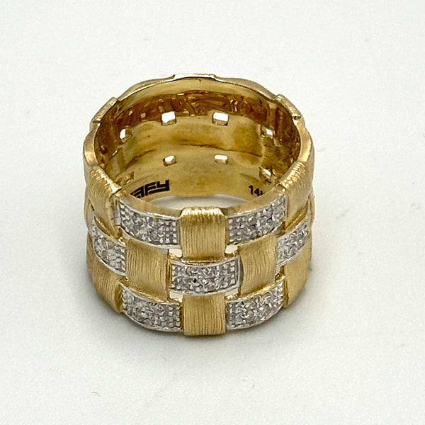 14k Yellow Gold Effy Basket Weave Diamond Ring