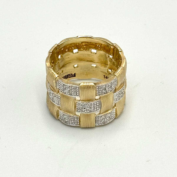 14k Yellow Gold Effy Basket Weave Diamond Ring