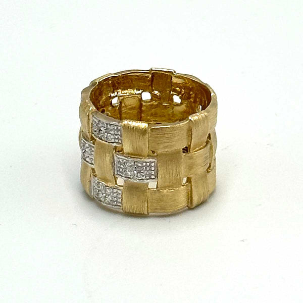 14k Yellow Gold Effy Basket Weave Diamond Ring
