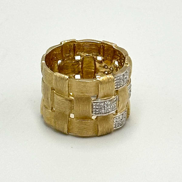 14k Yellow Gold Effy Basket Weave Diamond Ring