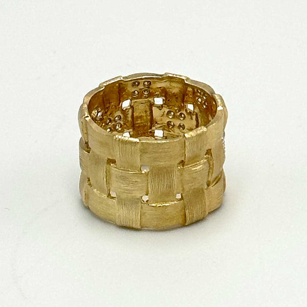14k Yellow Gold Effy Basket Weave Diamond Ring