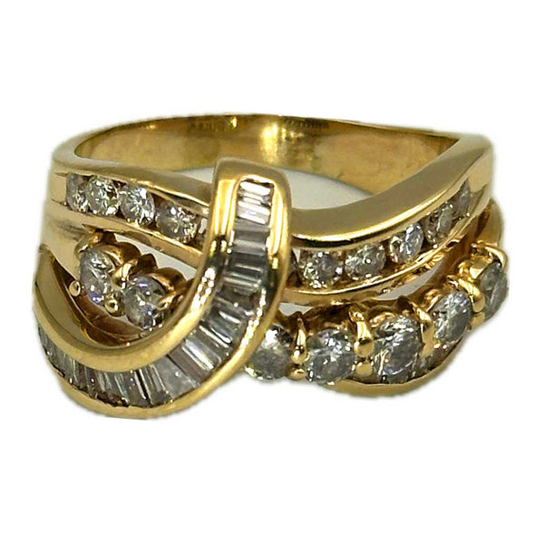 2.50ct Round & Baguette Diamond Crossover Ring