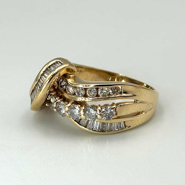2.50ct Round & Baguette Diamond Crossover Ring