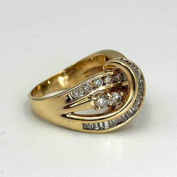 2.50ct Round & Baguette Diamond Crossover Ring