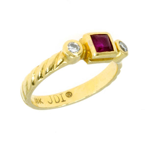 18K Ruby & Diamond Stacking Ring - Chicago Pawners & Jewelers