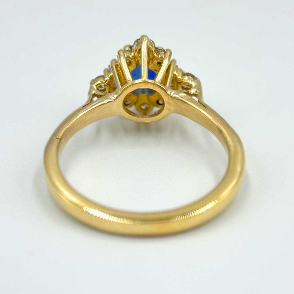 18K Yellow Gold Sapphire and Diamond Ladies Ring