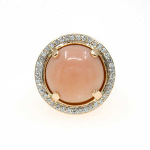 18kt Angel Skin Coral & Diamond Ring - Chicago Pawners & Jewelers