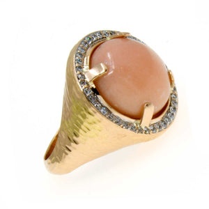 18kt Angel Skin Coral & Diamond Ring - Chicago Pawners & Jewelers