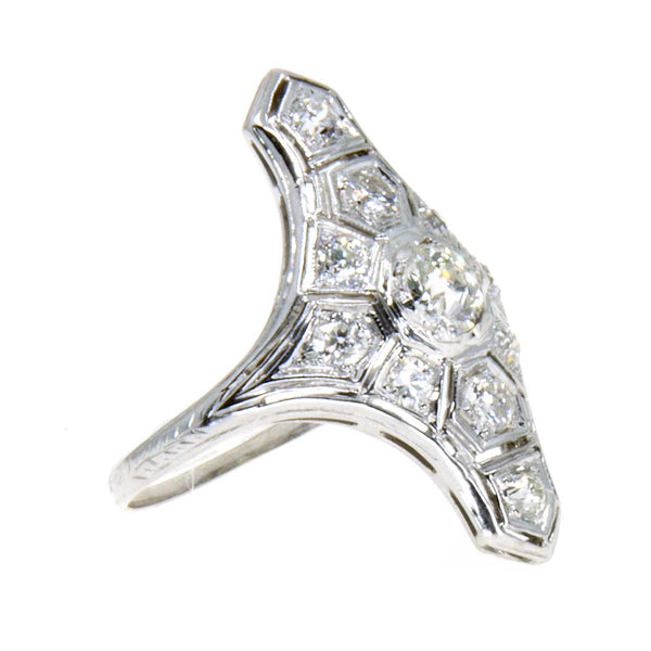 Art Deco 18k Diamond Cocktail Engagement Ring
