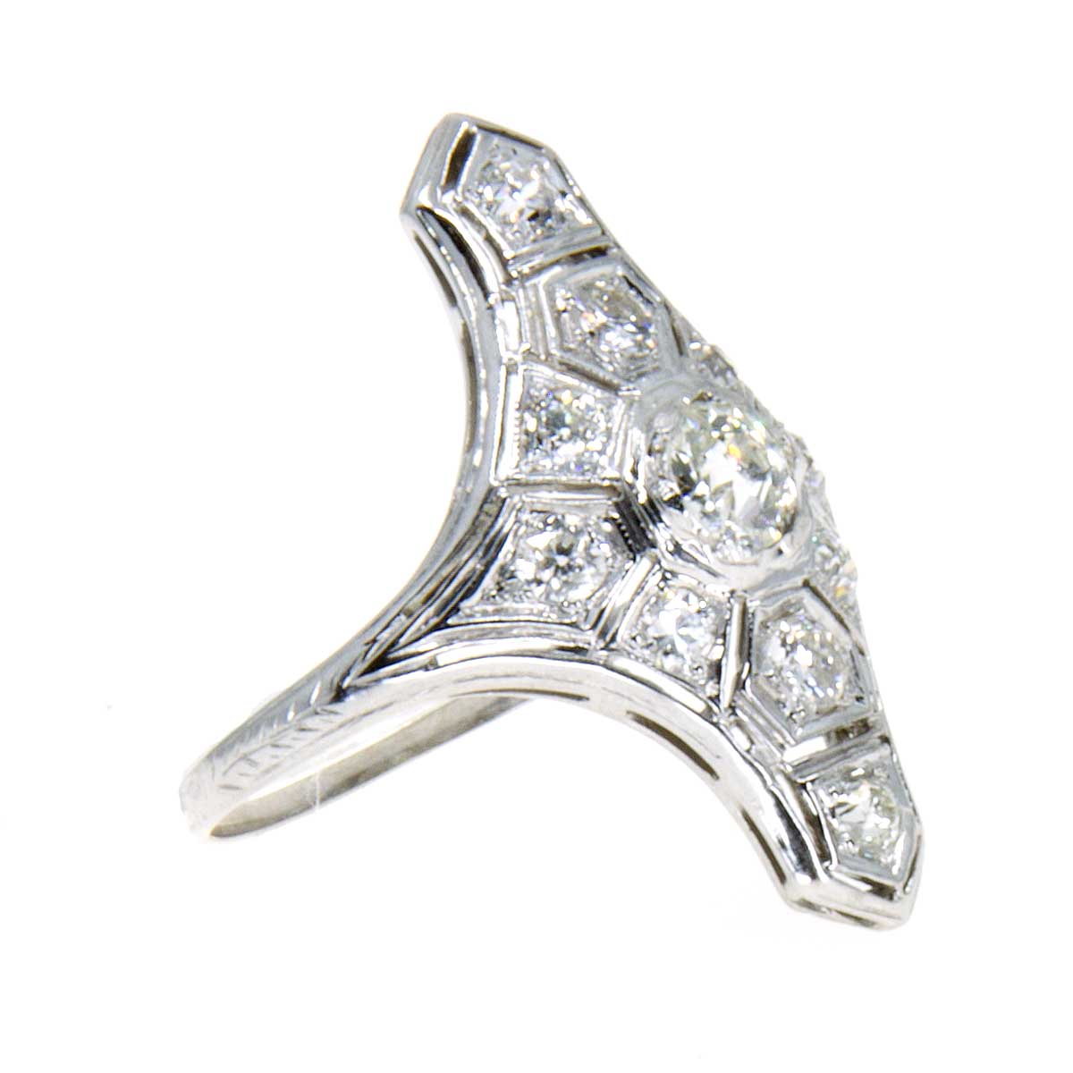Art Deco 18k Diamond Cocktail Engagement Ring | Chicago Pawners & Jewelers